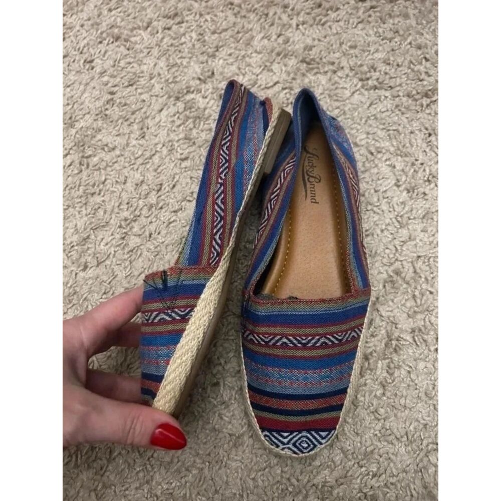 Lucky Brand Tribal Stripe Canvas Espadrille Flat Shoes
